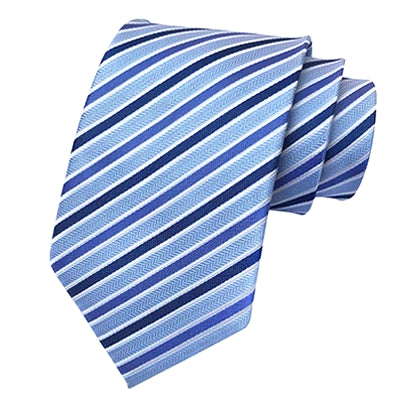 Classy Men Classic Ice Blue Striped Silk Tie - Classy Men Collection