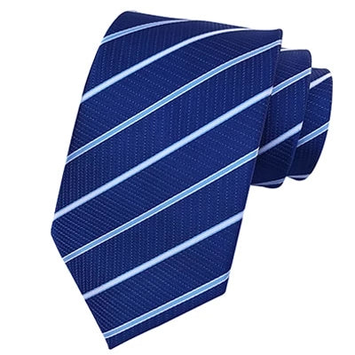 Classy Men Classic Royal Blue Striped Silk Tie - Classy Men Collection