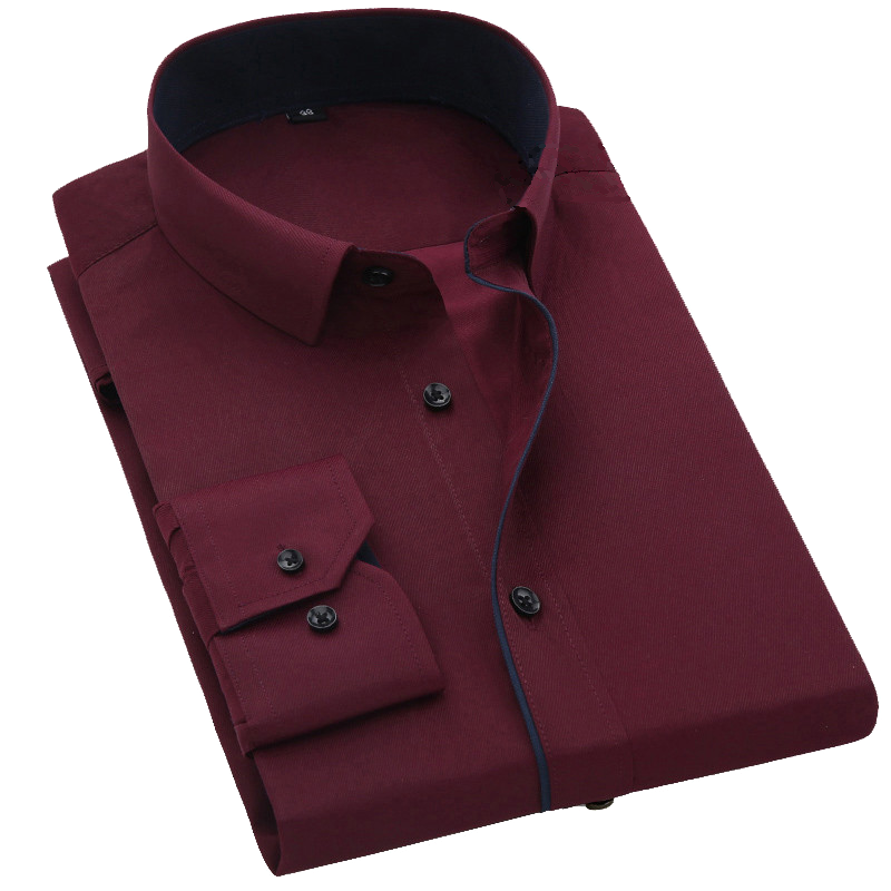 Men's regular long-sleeved shirt checked pattern burgundy red – CROSS JEANS