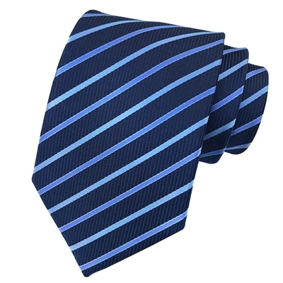 Classy Men Classic Simple Blue Striped Silk Tie - Classy Men Collection