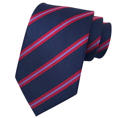 Classy Men Classic Navy Red Striped Silk Tie - Classy Men Collection
