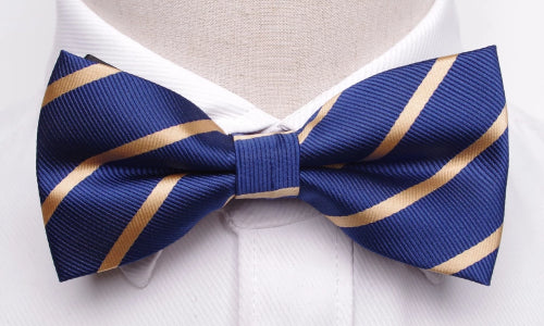 Classy Men Gold Striped Bow Tie - Classy Men Collection