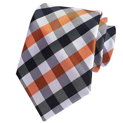 Classy Men Classic Orange Check Silk Tie - Classy Men Collection