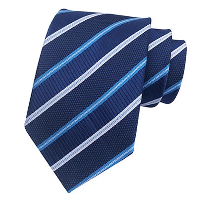 Classy Men Classic Deep Blue Striped Silk Tie - Classy Men Collection