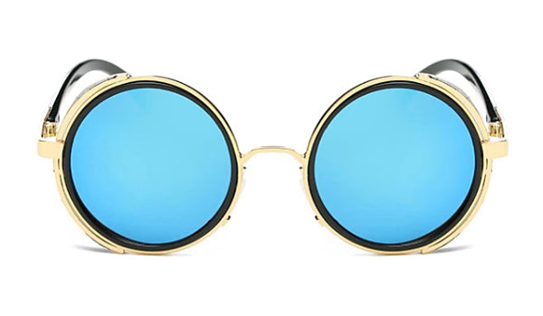 Classy Men Blue Retro Side Shield Sunglasses