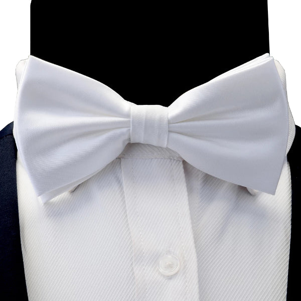 Classy Men White Silk Self-Tie Bow Tie