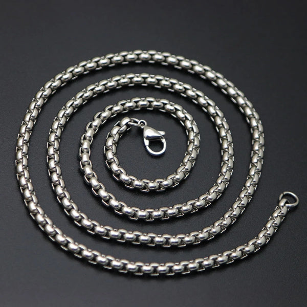 Classy Men 2mm Silver Box Chain Necklace