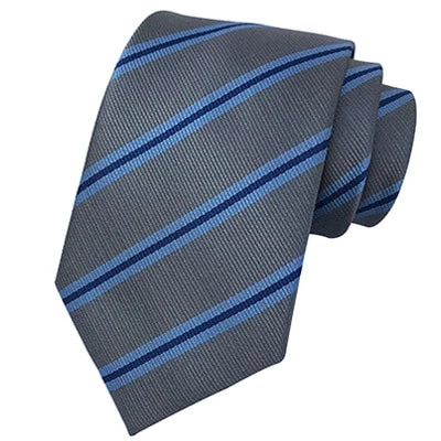 Classy Men Classic Grey Blue Striped Silk Tie - Classy Men Collection