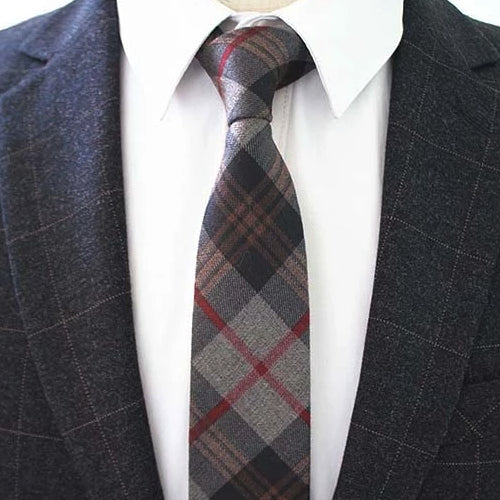 Classy Men Grey Brown Red Cotton Necktie