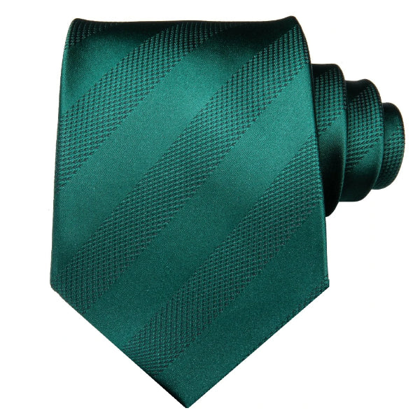 Jade green striped tie made of silk