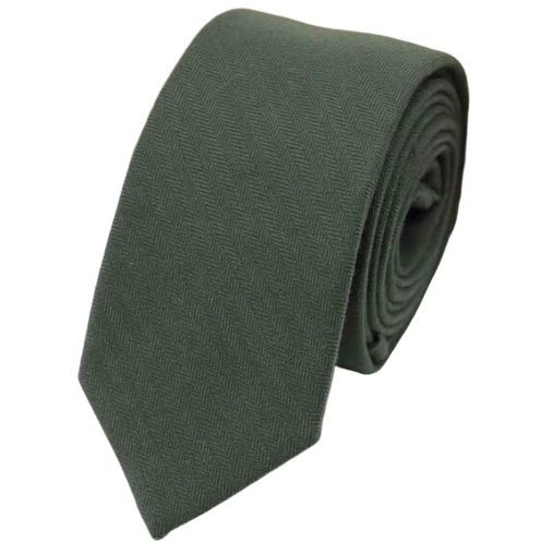 Classy Men Khaki Green Cotton Necktie