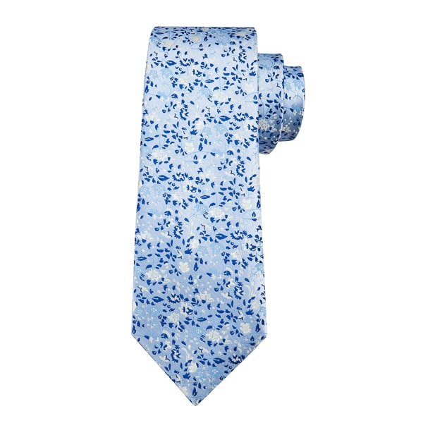 Light blue floral silk necktie
