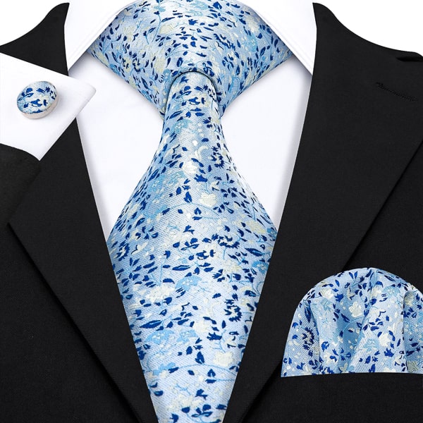 Light blue floral silk tie
