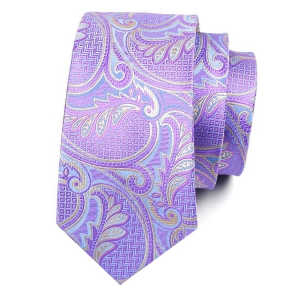 Pastel lilac paisley silk tie for men