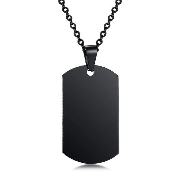 Mens black dog tag necklace chain