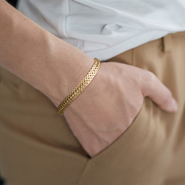 Classy Men Gold 2-Row Foxtail Bracelet