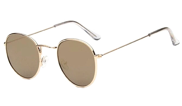 Classy Men Round Sunglasses Brown Gold