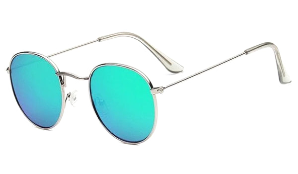 Classy Men Round Sunglasses Turquoise Silver