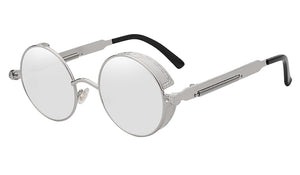 Round Silver Mirror Vintage Sunglasses For Men