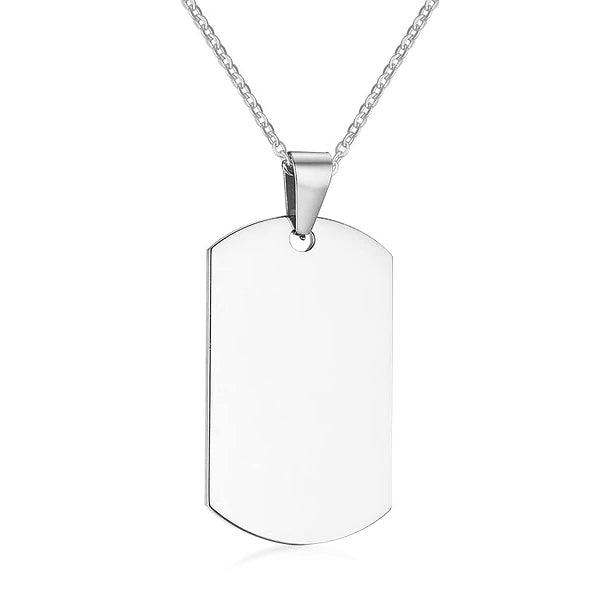 Mens silver stainless steel dog tag necklace chain