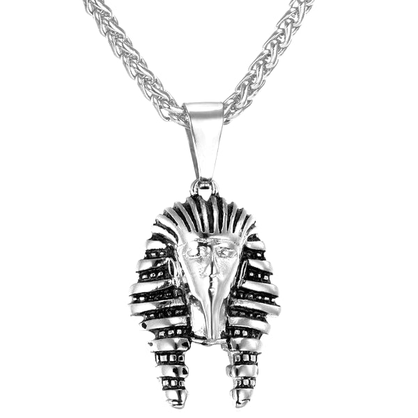 Mens silver Egyptian Pharaoh pendant necklace