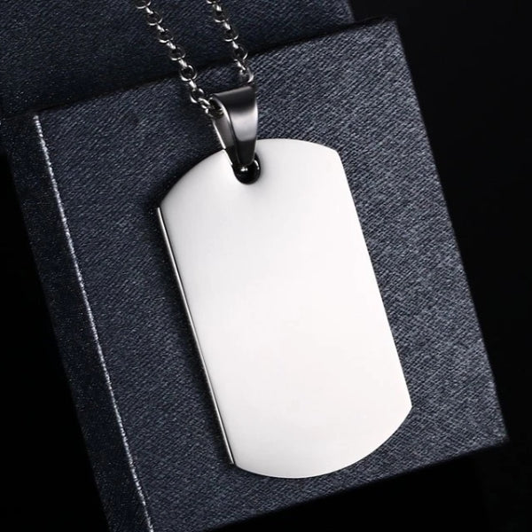 Stainless steel dog tag necklace with chain and pendant