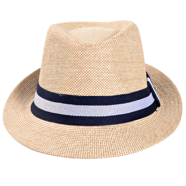 Beige Straw Fedora Summer Hat with Blue And White Ribbon | Classy Men ...