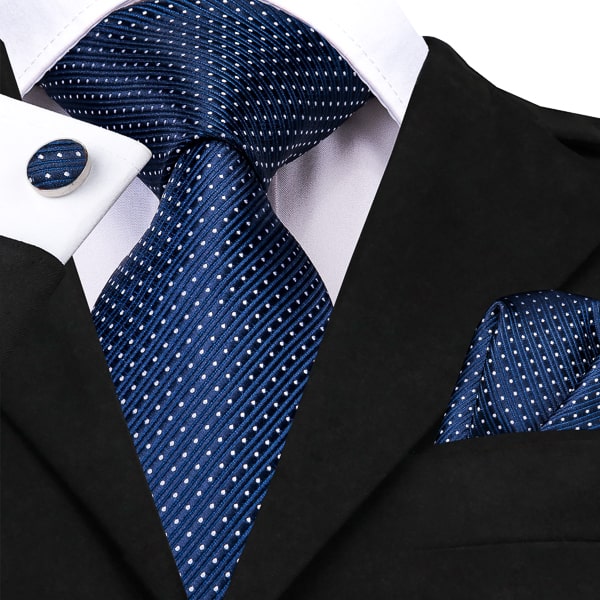 Navy blue dotted silk tie