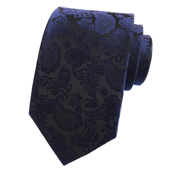 Cravatta Paisley blu navy semplice da uomo di classe