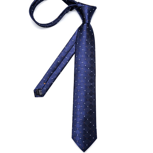 Navy blue polka dot silk necktie