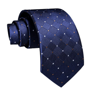 Navy blue polka dot silk tie