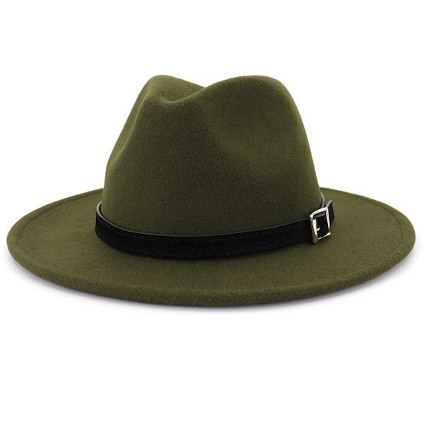 Classic olive green fedora hat for men