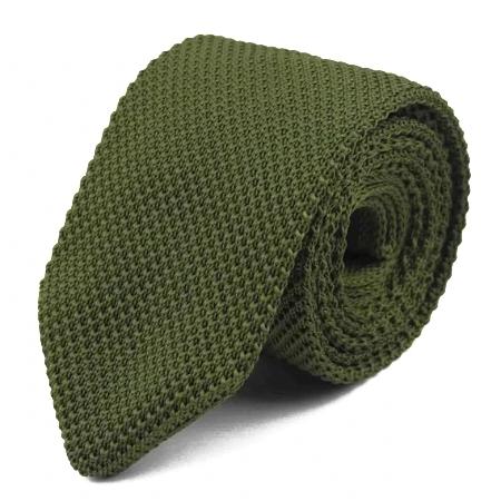 Olive green knitted tie for men
