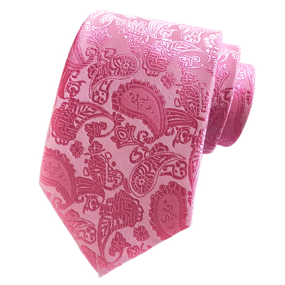 Classy Men Simple Pink Paisley Tie