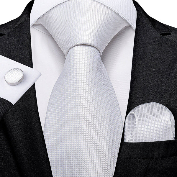 Pure White Premium Satin Tie With Subtle Grid Pattern | Classy Men ...