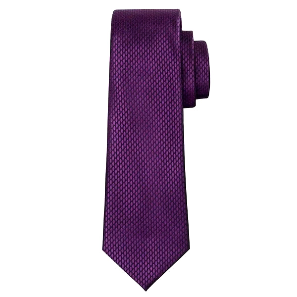 Purple silk necktie with honeycomb pattern