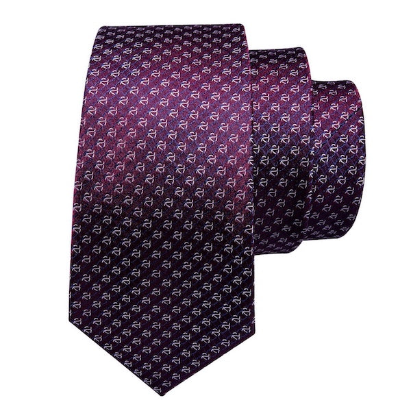 Purple silk tie with link pattern