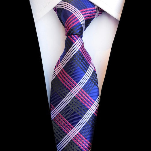 Classy Men Elegant Purple Checkered Silk Tie
