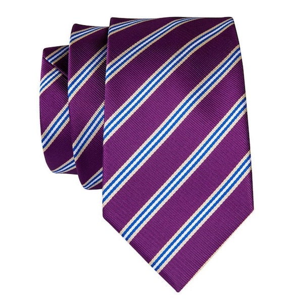 Purple striped silk tie