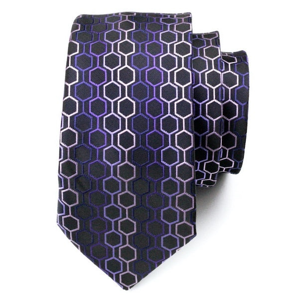 Purple hexagon silk tie