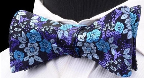Classy Men Purple Floral Silk Self-Tie Bow Tie