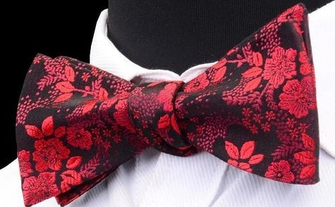 Classy Men Red Floral Silk Self-Tie Bow Tie