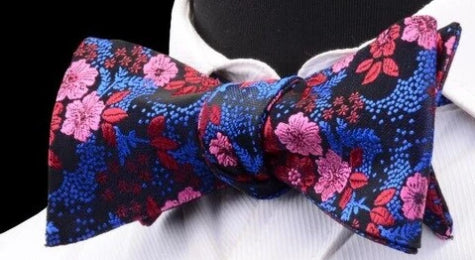 Classy Men Pink Floral Silk Self-Tie Bow Tie