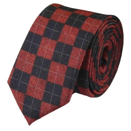 Cravatta da uomo in cotone a quadretti rosso nero di classe