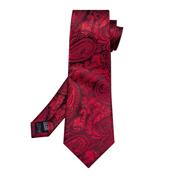 Red and black paisley tie