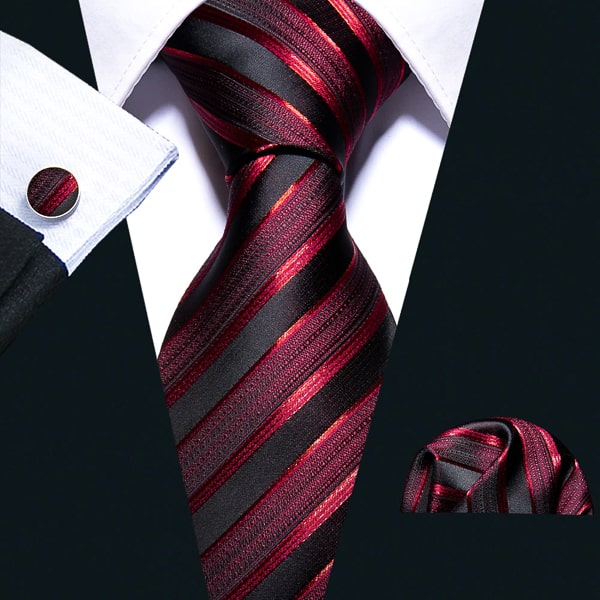 Red and black striped silk necktie