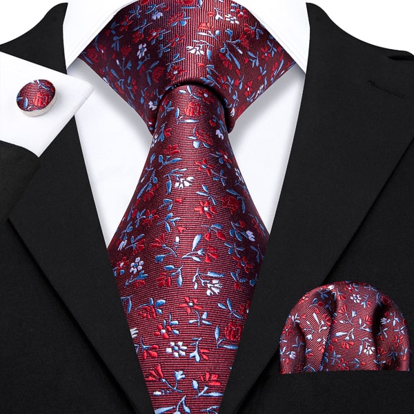 Red floral silk tie