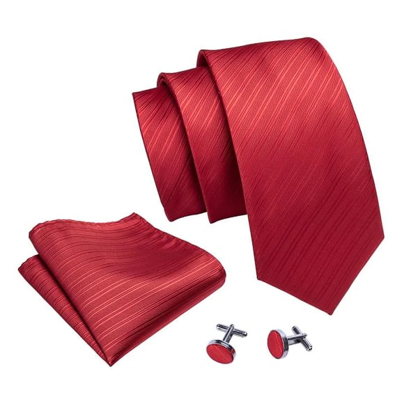 Red silk tie with subtle striped pattern