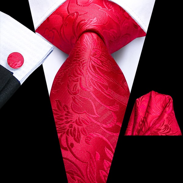 Bright red floral silk tie