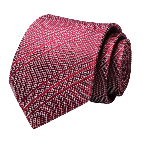 Classy Men Red Silver Striped Silk Tie